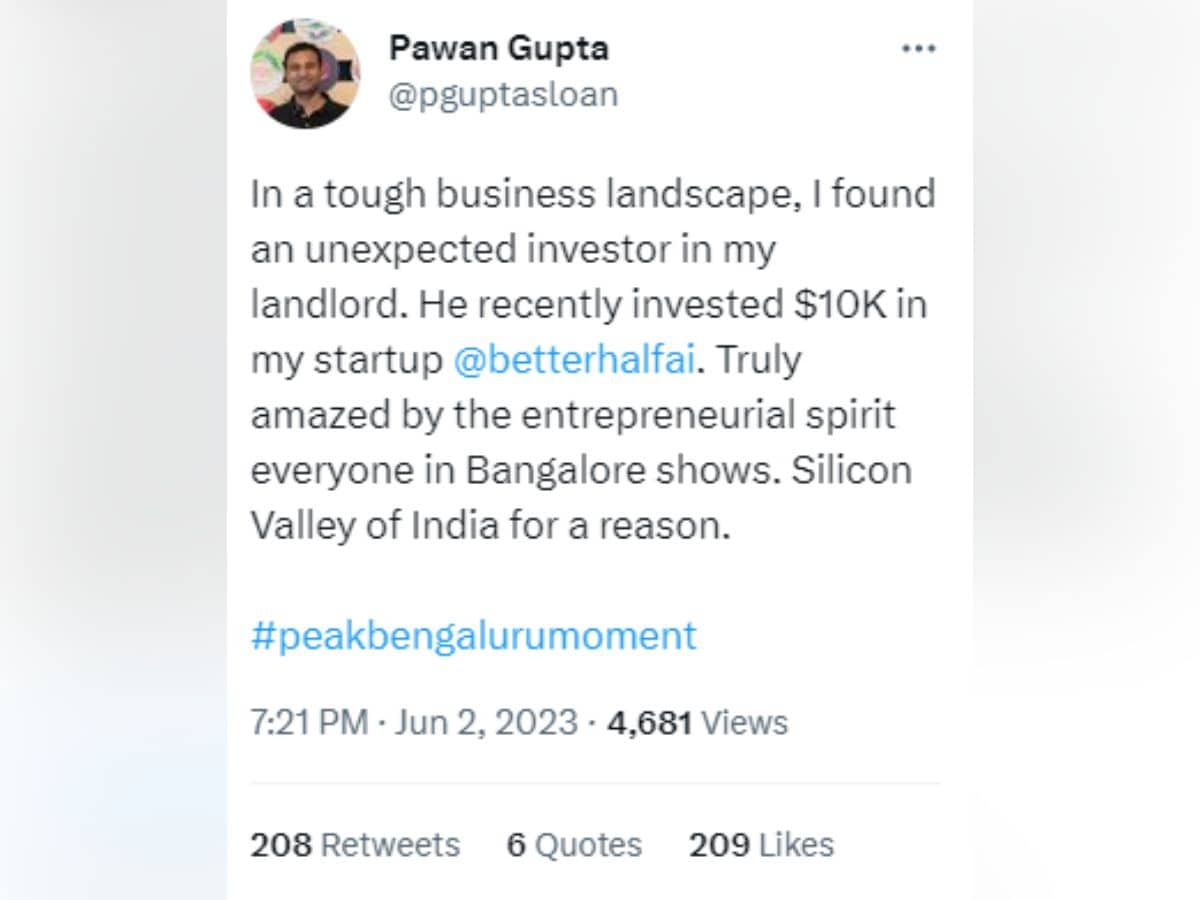 bengaluru landlord invest in tenant startup 1