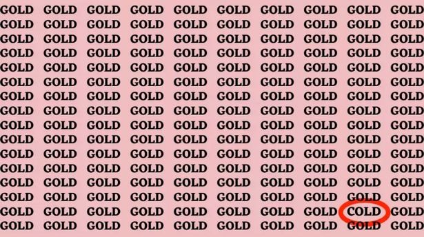 Can you spot Cold among Gold, spot cold among gold within 7 seconds, spot cold among gold, optical illusion challenge, optical illusion, spot an odd word, clever optical illusion, viral puzzle, trending puzzle