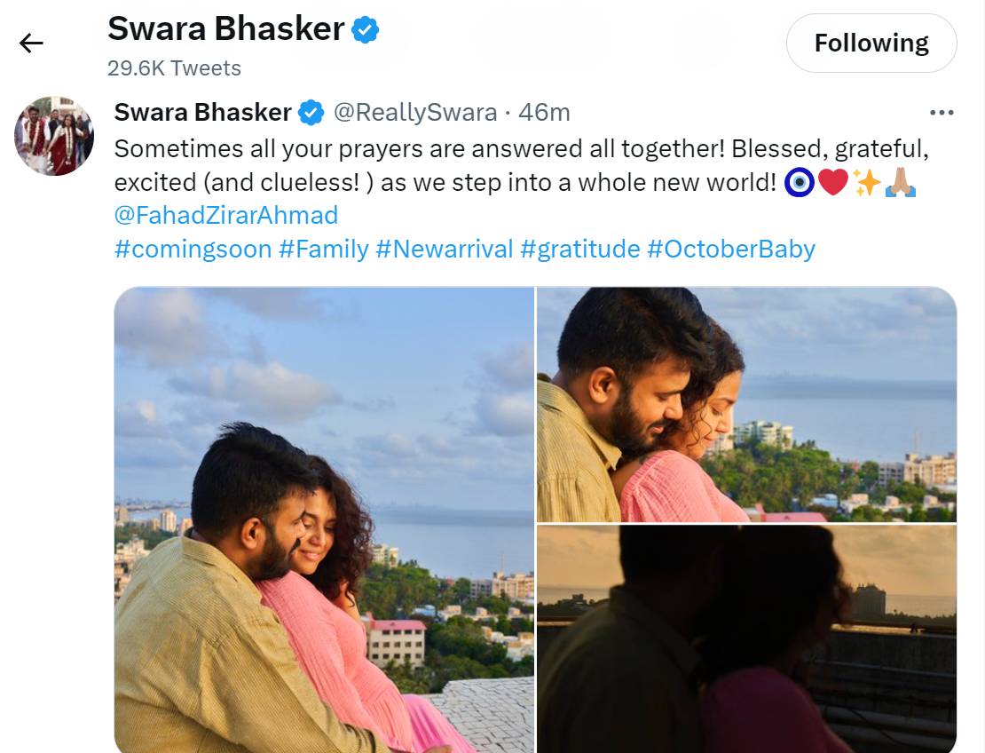 Swara Bhasker is pregnant, Swara Bhasker, Fahad Ahmad, Swara Bhasker baby bump, mummy banne wali hain swara bhaskar