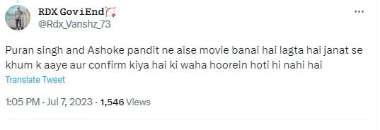 72 Hoorain review trending over social media, people reations on 72 Hoorain, 72 Hoorain reviews, Hard Hitting 72 Hoorain movie Released, 72 Hoorain controversy, 72 Hoorain out, 72 Hoorain released, 72 Hoorain first look teaser, 72 Hoorain Official Hindi Trailer, 72 Hoorain teaser, 72 Hoorain trailer, 72 Hoorain release date, 72 Hoorain cast, 72 Hoorain director, 72 Hoorain story, movies based on terrorism, Sanjay Puran Singh Chauhan movies, Pavan Malhotra movies, Aamir Bashir movies, Rasheed Naz movies, 72 Hoorain directed by Sanjay Puran Singh Chauhan, Bollywood movies releasing in july 2023, propaganda movies, The Kerala Story, The Kashmir Files, 72 hoorain first look teaser trailer, Pavan Malhotra Aamir Bashir 72 Hoorain review, 72 Hoorain released on July 7, 72 Hoorain Ashoke Pandit, Ashoke Pandit on 72 Hoorain, Ashoke Pandit on terrorism, terrorism, world terrorism, terrorism in india