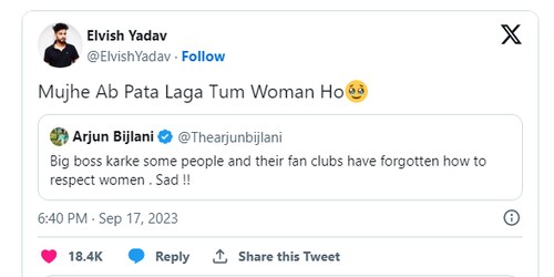 Elvish yadav Tweet