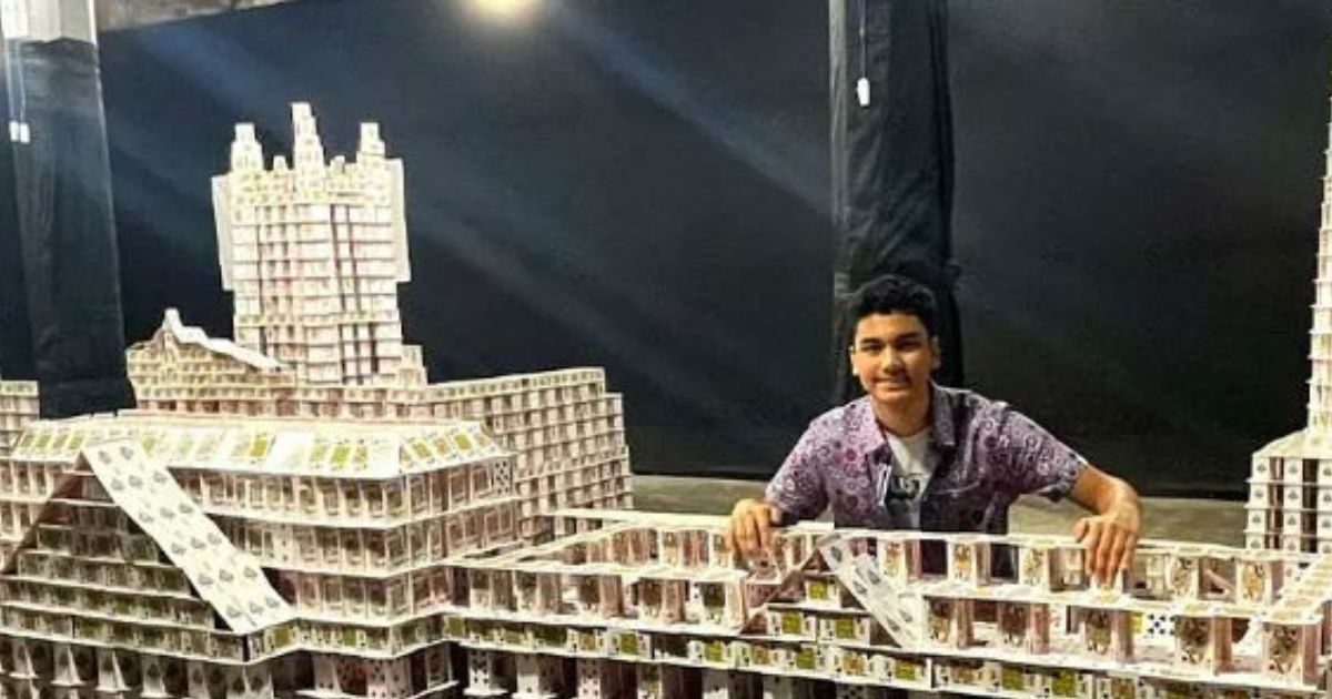15 साल के अर्नव का कमाल, ताश के पत्‍तों से बनाया वर्ल्‍ड रिकॉर्ड, गिनीज