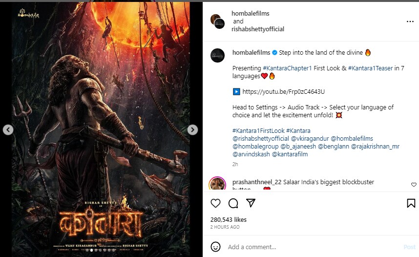 Kantara a Legend chaper 1 Rishabh shetty Post