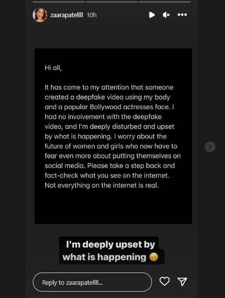 Rashmika Mandanna, Rashmika Mandanna Deepfake Video, Rashmika Mandanna morphed video, Rashmika Mandanna viral morphed video, girl behind Rashmika Mandanna morphed video, zara patel, who is zara patel, Who Is British influencer Zara Patel, Zara Patel, what is deepfake video, the woman whose face was used to create deepfake video of Rashmika mandanna, Zara Patel, controversy of Rashmika Viral Video, rashmika mandanna reaction on deepfake video, Rashmika Mandanna filmography, Rashmika Mandanna instagram, Rashmika Mandanna news, Rashmika Mandanna upcoming movie, Rashmika Mandanna news in hindi, Rashmika Mandanna movies, Rashmika Mandanna bollywood movie