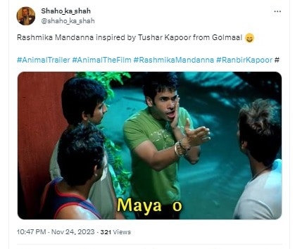 animal, rahsmika mandanna, ranbir kapoor, animal trailer, Golmaal, tusshar kapoor, rashmika mandanna got trolled, rahsmika mandanna troll, rahsmika mandanna animal, rahsmika mandanna movies, rahsmika mandanna upcoming movie, rahsmika mandanna role in animal, animal release date, ranbir kapoor animal release date, animal film full cast, bobby deol role in animal, animal film budget, rahsmika mandanna movies, rahsmika mandanna filmography, rahsmika mandanna boyfriend, rahsmika mandanna engagement, rahsmika mandanna instagram, rahsmika mandanna hindi film, rahsmika mandanna wikipedia, bollywood news in hindi, entertainment news