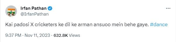 irfan pathan, pacer irfan pathan, icc cricket world cup 2023, pakistan crciket team, pakistan out of world cup 2023, pakistan out of semi final race, pakistan out of world cup 2023, irfan pathan tweet after pakistan out of world cup, irfan pathan reacts after pakistan out of owrld cup, world cup, world cup 2023, haris rauf, babar azam, इरफान पठान, पाकिस्तान, वर्ल्ड कप