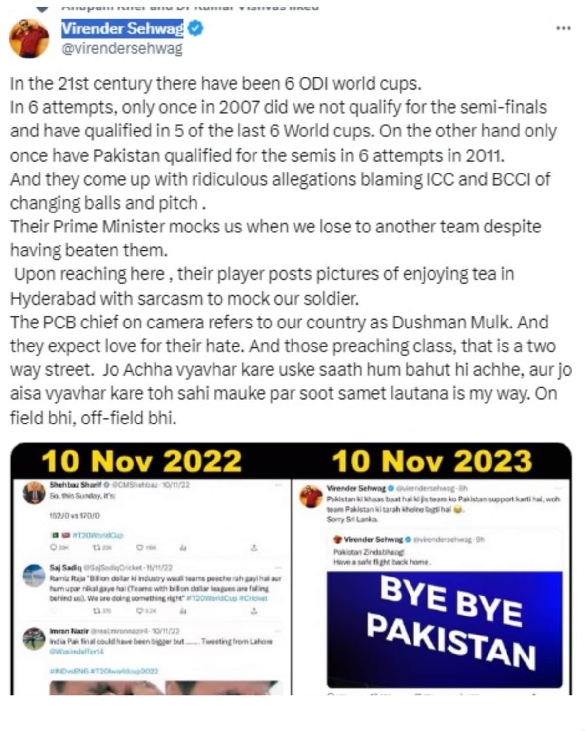 virendra Sehwag Tweet.