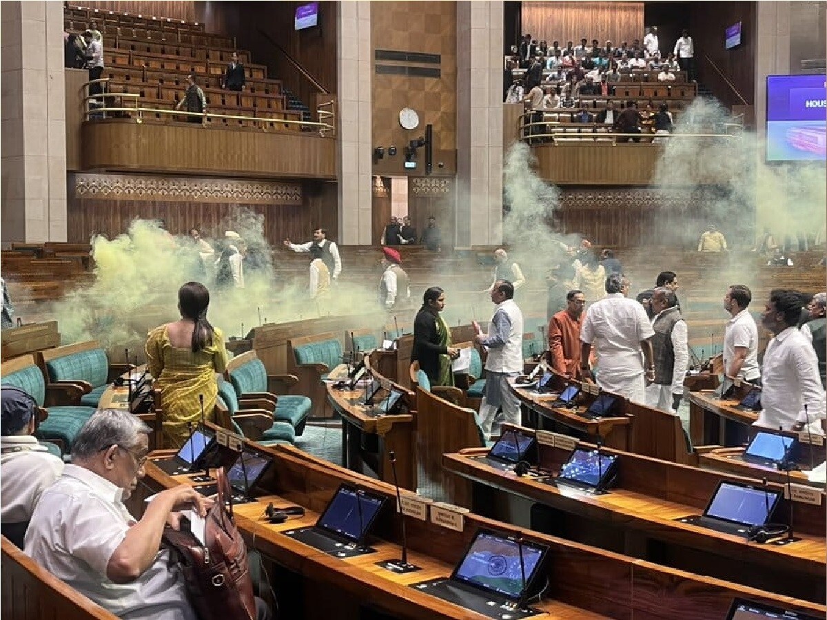 parliament attack,parliament security breach,parliament gas canister attack,parliament smoke can attack,lok sabha security breach,lok sabha attack,2001 parliament attack,parliament latest news,parliament today news,today parliament attack news,Parliament security,Visitors Gallery,Parliament News,Parliament Winter Session news,PM Modi,Lok Sabha,Parliament Winter Session,Loksabha,Rajya Sabha,Securitybreach,Loksabha Security Breach,Parliament Attack,Parliament,parliament smoke attack,Parliament attack 2001,Parliament attack,Parliament attack case,Parliament Attack Anniversary,Parliament Attack in 2001,parliament attack threat,news,Lok Sabha,India,MPs,Pannun,Parliament attack,Attack parliament,2 People Jump From Visitors Gallery,Loksbaha Visitors Gallery,Both Detained,Lok Sabha Big News,Lok Sabha Major Security Breach,Lok Sabha news,Major Security Breach in Parliament,Parliament News,2 People Jumped on MPs chair,security personnel surrounded,Lok Sabha,Parliament Monsoon session