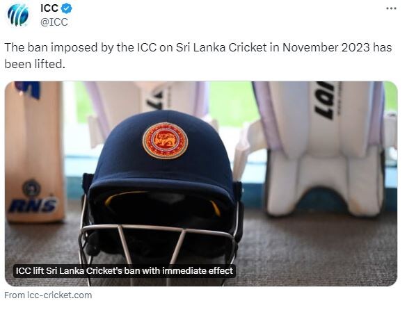 Sri Lanka Cricket, ICC, SLC Ban, Why ICC lifts Sri Lanka Cricket ban, Cricket News In Hindi, Cricket News, Sri Lanka Cricket Board, श्रीलंका क्रिकेट, आईसीसी