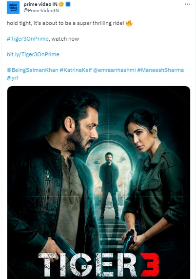 Tiger 3 on Prime video-2024
