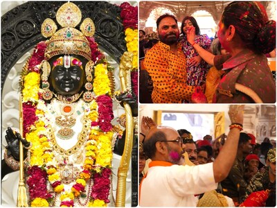 Ram Mandir Holi: अयोध्या में राम जन्मभूमि भी होली के रंगों से हुआ सराबोर,  लोगों ने अपने आराध्य को चढ़ाए गुलाल - ram mandir holi ram janmabhoomi in  ayodhya colors of holi