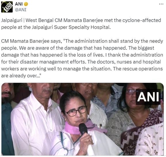 West Bengal CM Mamata Banerjee, Jalpaiguri news, West Bengal news, West Bengal cyclone affected people, Jalpaiguri Super Specialty Hospital, cyclone killed people in Jalpaiguri,