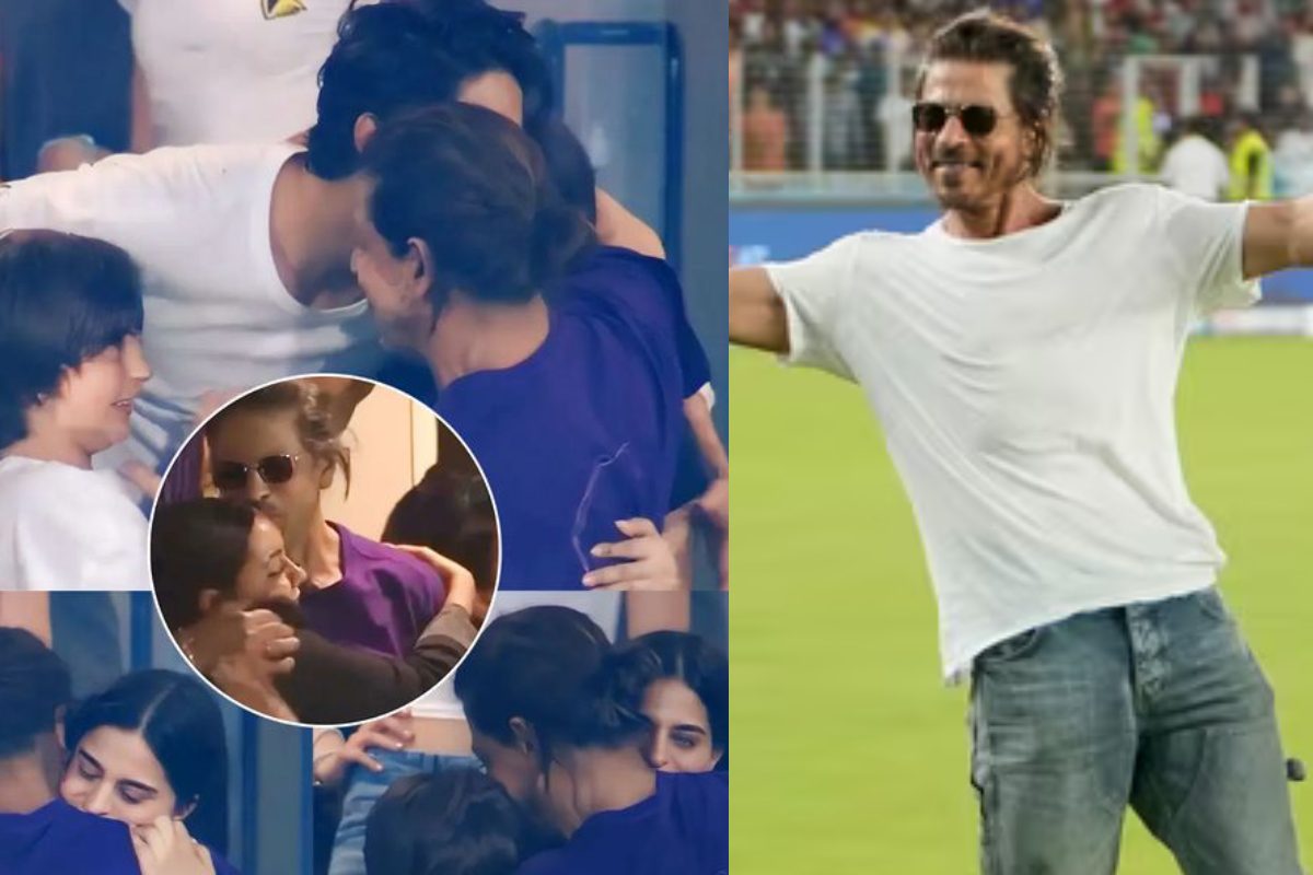 KKR की जीत पर खुशी से झूमे शाहरुख, मैदान में उतर दिए सिग्नैचर स्टाइल में पोज