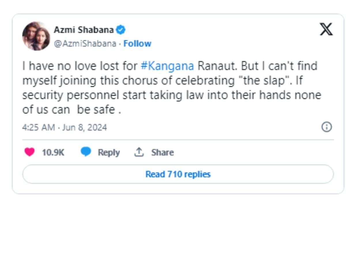 Kangana Ranaut, Kangana Ranaut News, Shabana Azmi, Shabana Azmi On Slap Row, Shabana Azmi Tweet, Kangana Ranaut slapped, Kulwinder kaur, Shabana Azmi tweet for Kangana Ranaut, शबाना आजमी, कंगना रनौत