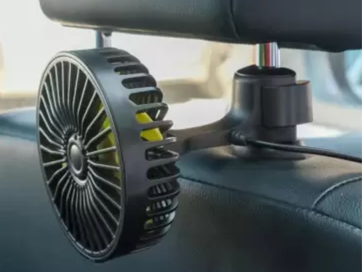 fan for car, rear fan for car, fan behind car, fan for rear passengers, fan for rear passengers, fan for car back seat