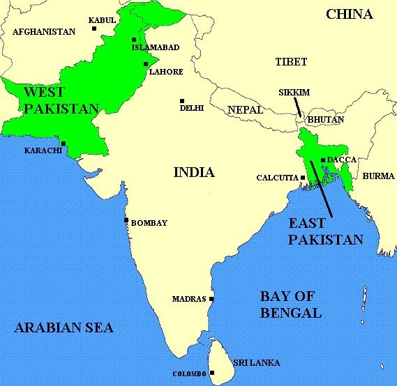 India Pakistan Map 1971