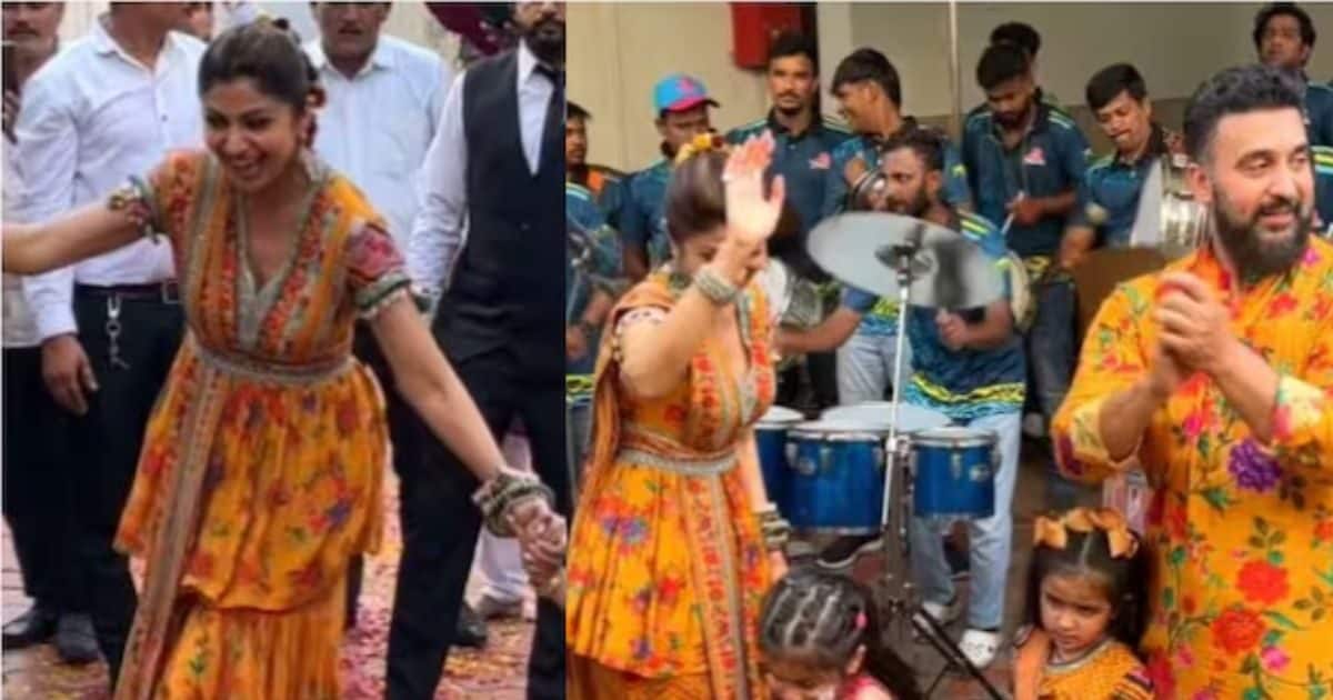 Shilpa Shetty immerses ‘Ganpati Bappa’ with great pomp, family dances to the band and songs