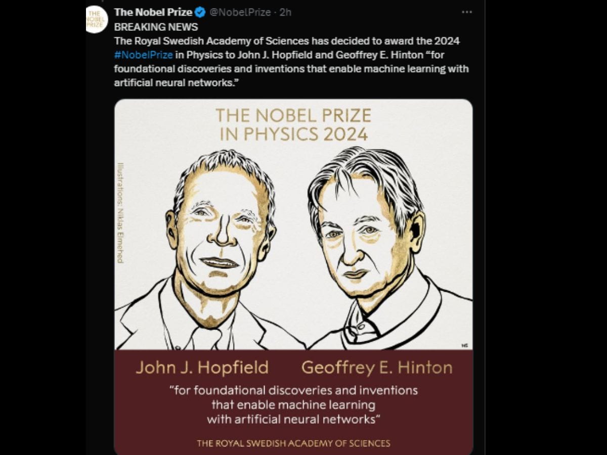 Nobel prize 2024, Nobel prize, Nobel prize in Physics, Amazing science, science, research, science news, Geoffrey Hinton, Google, AI, Godfather of AI, Nobel prize winner, Geoffrey E Hinton, Geoffrey Everest Hinton