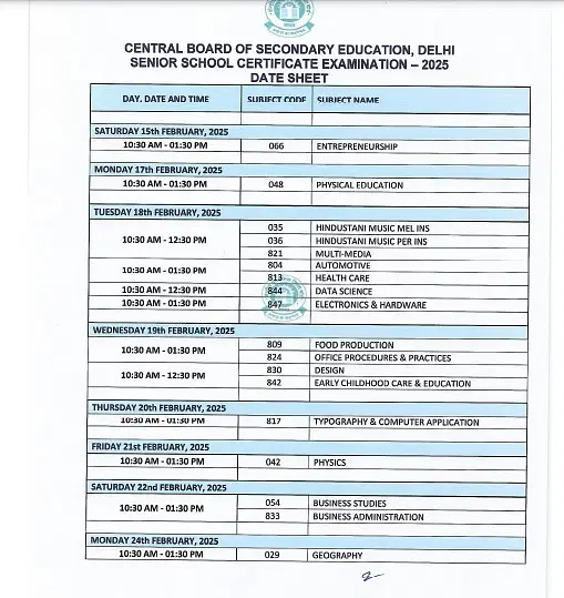 CBSE Date Sheet 2025, cbse exam date, cbse released, cbse board, cbse 10th, 12th exams schedule, kab hogi board pariksha