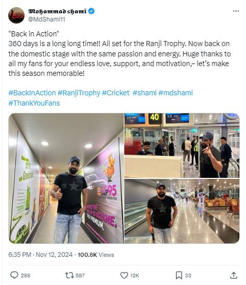 Mohammed Shami, Mohammed Shami back in action, Mohammed Shami emotional note, Mohammed Shami ranji trophy, Mohammed Shami back in ranji trophy, bengal vs madhya pradesh, ranji trophy, ranji trophy 2024, मोहम्मद शमी, शमी रणजी ट्रॉफी