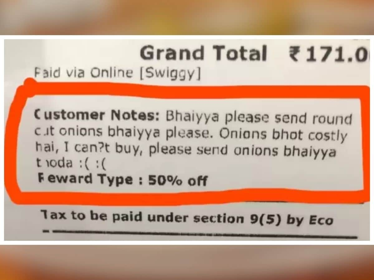 onions, delhi antheral   orders nutrient  with note, antheral   orders nutrient  with comic  note, comic  enactment      to restaurant, Delhi NCR, Delhi NCR news, Swiggy, inflation, terms  of onions, bulb  cost