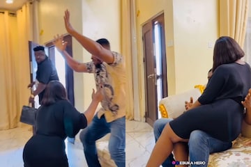 The wife was romancing with another man, then the husband opened the door and entered, what happened next... The wife was romancing with another man, then the husband opened the door and entered, what happened next...