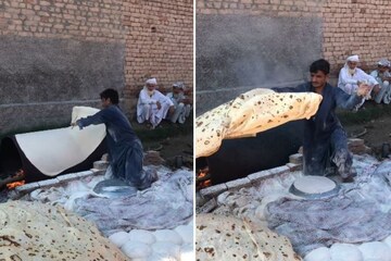 Is it bread or blanket? A man made a very big roti with his hands, you will be shocked to see it Is it bread or blanket? A man made a very big roti with his hands, you will be shocked to see it