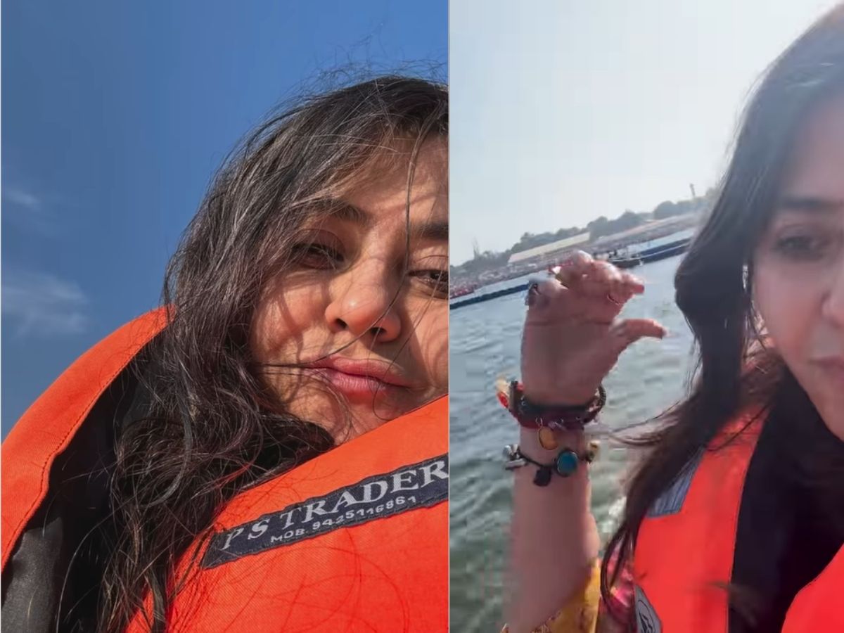 Ekta Kapoor took a dip in Mahakumbh, shows Ganga Maiya's view in video Ekta Kapoor took a dip in Mahakumbh, shows Ganga Maiya's view in video