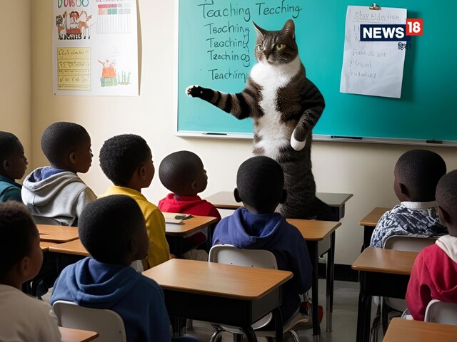 स्कूल की टीचर बन गई बिल्ली, चाटती हैं बच्चों का हाथ!