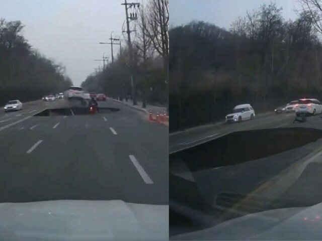 मौत का कुंआ बनी सड़क, देखते ही देखते गड्ढे में समाया शख्स, कंपा देगा मंजर!