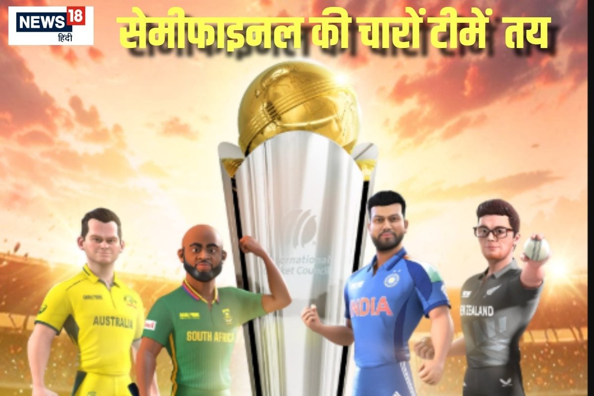 चैंपियंस ट्रॉफी की चारों सेमीफाइनलिस्ट टीमों के नाम तय... 2023 WC का रिप्ले