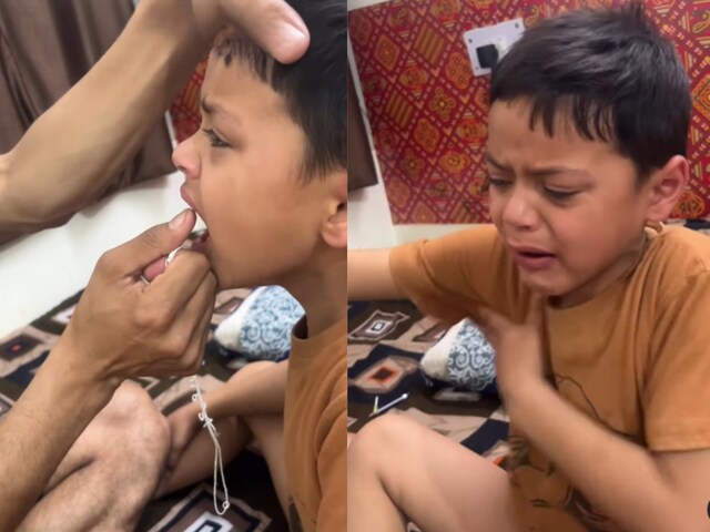 father-pull-tooth-viral-video-2025-03-419822c04aa634d12197efcacfe55819 'I am a strong boy!' The father tied a cord and pulled the child's teeth, weeping and crying