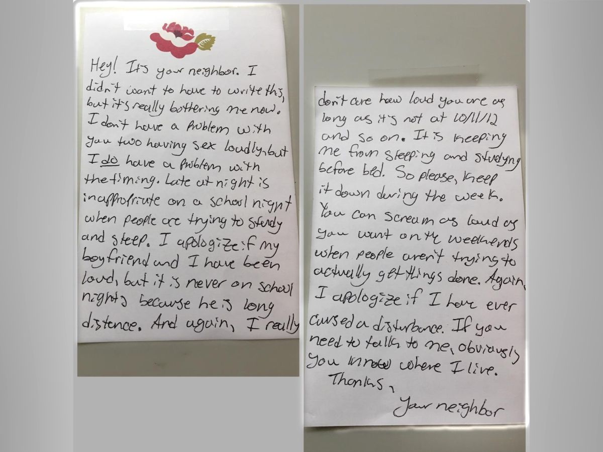 girl-make-loud-love-noise-with-boyfriend-2025-03-e7eeb20b6688069d6143bd11069c5e87 Woman wrote shocking letters to neighbor, viral on social media