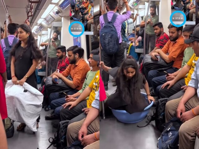 Girl-tub-metro-401-Instagram-2025-04-eb121b788b69d9123cb3c5125823ee0d In the metro, the girl did not get a place to sit, put such a jugaad, everyone's missed laugh!
