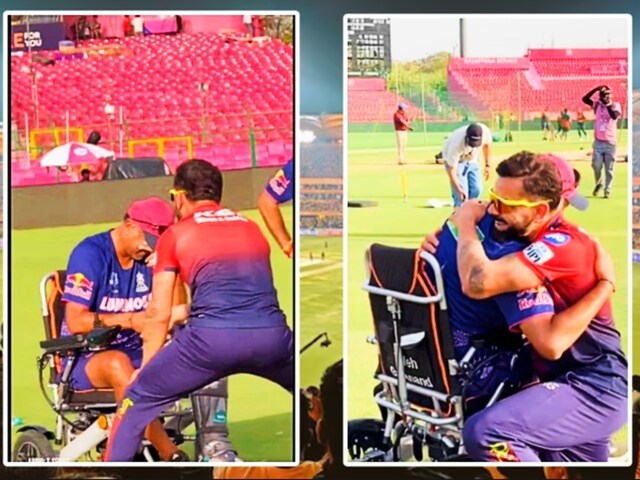 Rahul Dravid was seen on a wheel chair, Virat Kohli ran away, hugging on his knees Rahul Dravid was seen on a wheel chair, Virat Kohli ran away, hugging on his knees