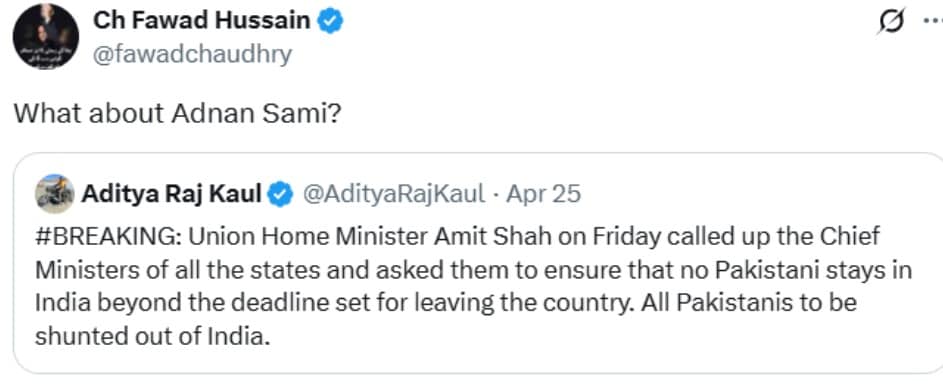 Adnan Sami, Pahalgam Attack, Fawad Chaudhry, Adnan Sami Citizenship, Adnan Sami Fawad Chaudhry, Fawad Chaudhry Adnan Sami Fight, India vs Pakistani, Adnan Sami News, Adnan Sami News Citizenship