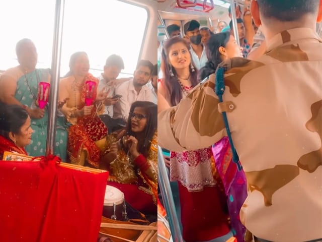 delhi-metro-bhajan-video-2025-04-e0ff599283f2d6f1409475f901b1318d Women's troupe in the metro, hymn sung with dholak-manjira, caught seeing CISF!