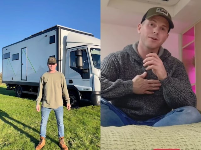england-man-lives-in-truck-2025-04-e5e225352049afe6f1bf5c3b64fe6970 The person lives in the truck instead of the house, a minor car is seen from outside, the palace is inside!
