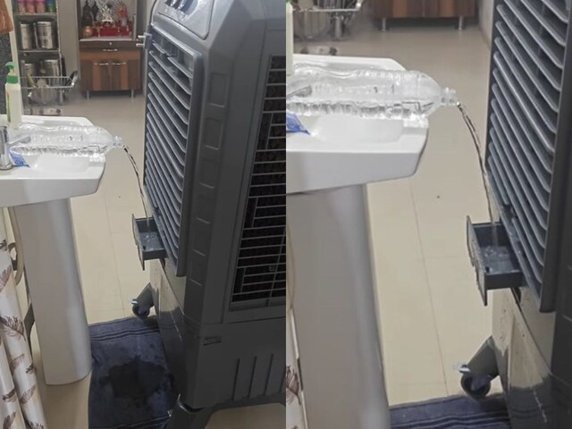 filling-water-in-cooler-with-water-bottle-2025-04-ebbcec24dc68dfcd0a3f6177a748c0a4 Man fill water in cooler with plastic bottle viral video - Awesome jugaad to fill water in coolers, no need for pipe, a bottle has done the work!