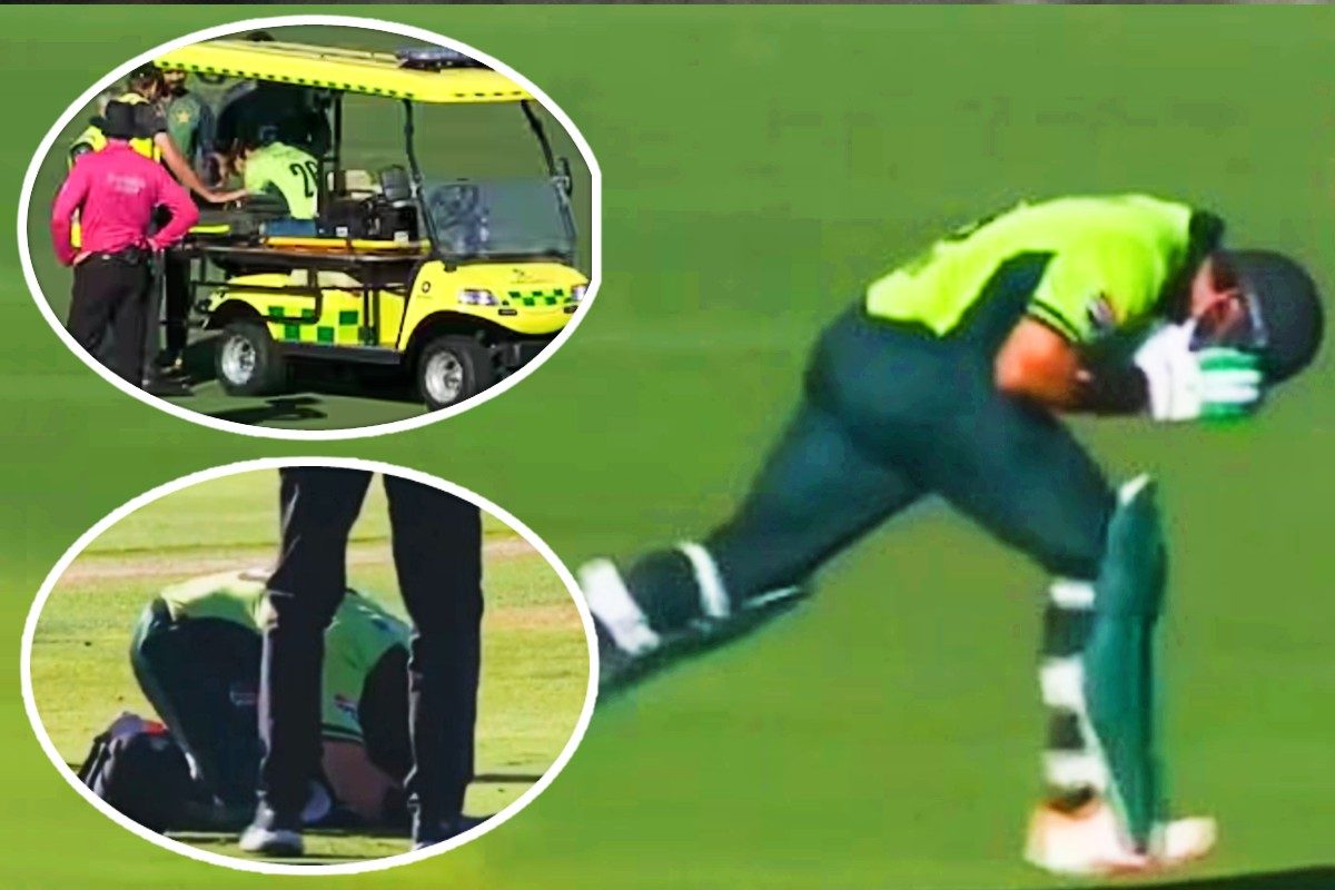 पाकिस्तानी ओपनर के साथ हादसा, जबड़े पर लगी थ्रो, एम्बुलेंस में गए बाहर