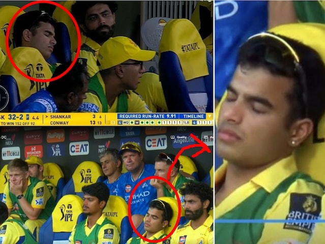 The player fell asleep while sitting in the dug out, the team was losing here, was taking sleep there The player fell asleep while sitting in the dug out, the team was losing here, was taking sleep there