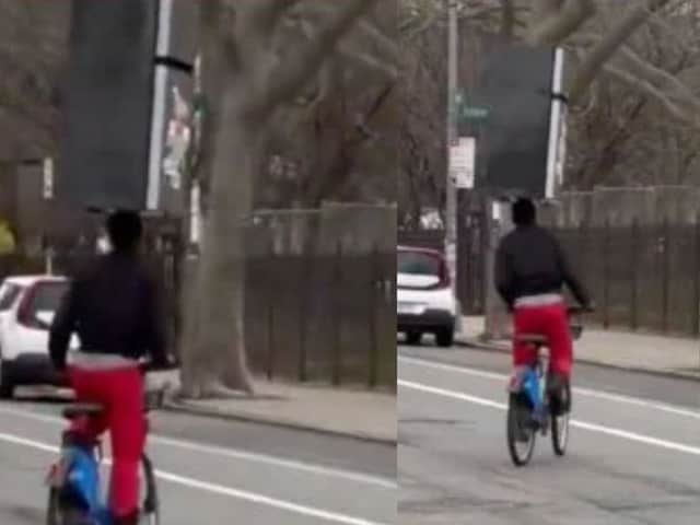 Viral stunt of Brooklyn's 'Superman', man balances the whole fridge on a bicycle Viral stunt of Brooklyn's 'Superman', man balances the whole fridge on a bicycle