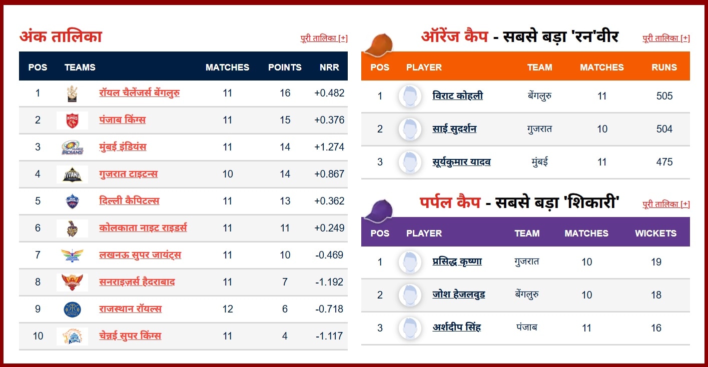 IPL 2025 Points Table