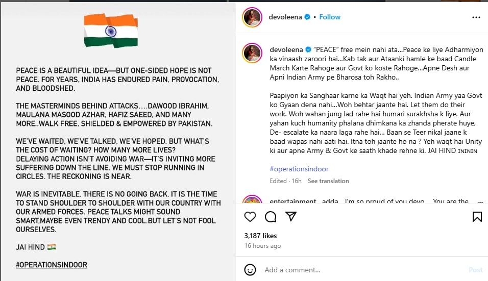 Devoleena post Devoleena post