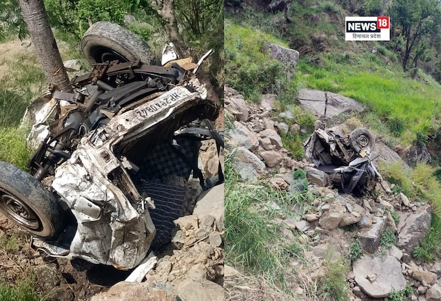 खाई में गिरी गाड़ी के उड़े परखच्चे, परिजनों को छोड़कर घर लौटे रहे युवक की मौत