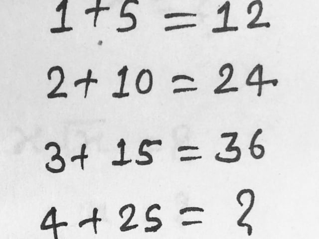 सिर्फ तेज दिमाग वाले दे पाएंगे जवाब, अगर 1+5=12, 2+10=24 तो 4+25= क्या होगा? सिर्फ तेज दिमाग वाले दे पाएंगे जवाब, अगर 1+5=12, 2+10=24 तो 4+25= क्या होगा?