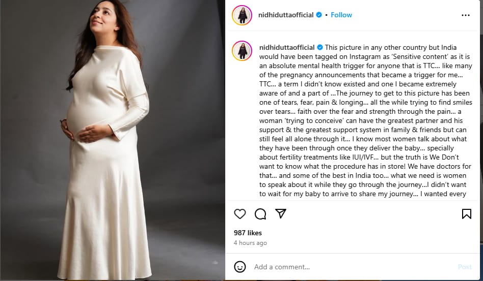 Nidhi dutt pregnant