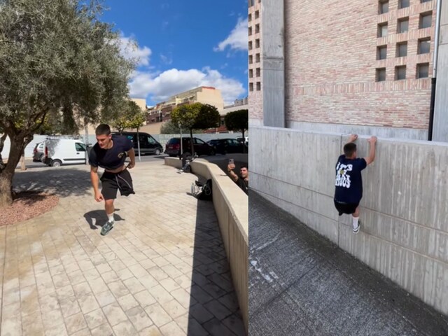 One-legged-stunt-man-001-Instagram-2025-05-248845932950a324e9a087663e3e93db Viral Video One Legged Mans Amazing Agile Stunts - Viral Video: A person with one leg will press such stunts, two legs will also press the fingers under teeth!