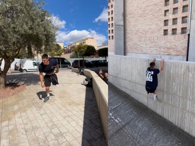 One-legged-stunt-man-001-Instagram-2025-05-248845932950a324e9a087663e3e93db Viral Video One Legged Mans Amazing Agile Stunts - Viral Video: A person with one leg will press such stunts, two legs will also press the fingers under teeth!