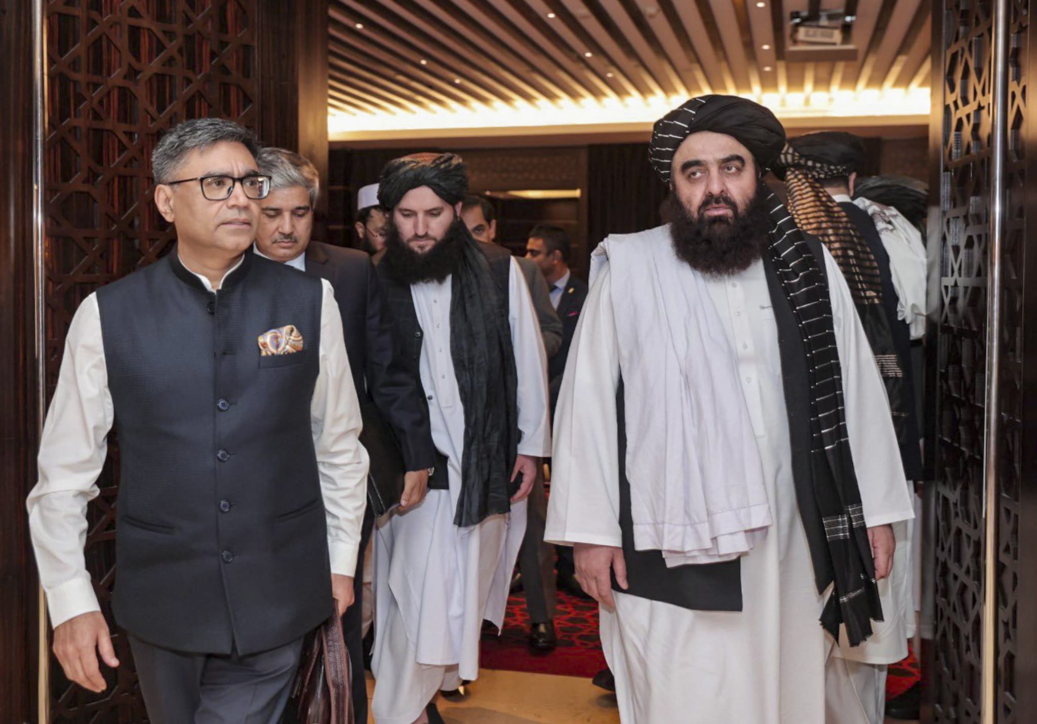  THIRD PARTY IMAGE** Image released by @MEAIndia via X on Wednesday, Jan. 8, 2025, Foreign Secretary Vikram Misri during a meeting with Acting Foreign Minister of Afghanistan Mawlawi Amir Khan Muttaqi, in Dubai. (@MEAIndia on X via PTI Photo)(PTI01_08_2025_000309B)